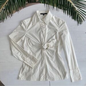 Vintage gucci luxury brushed cotton button down knot front long sleeve 38 XS
